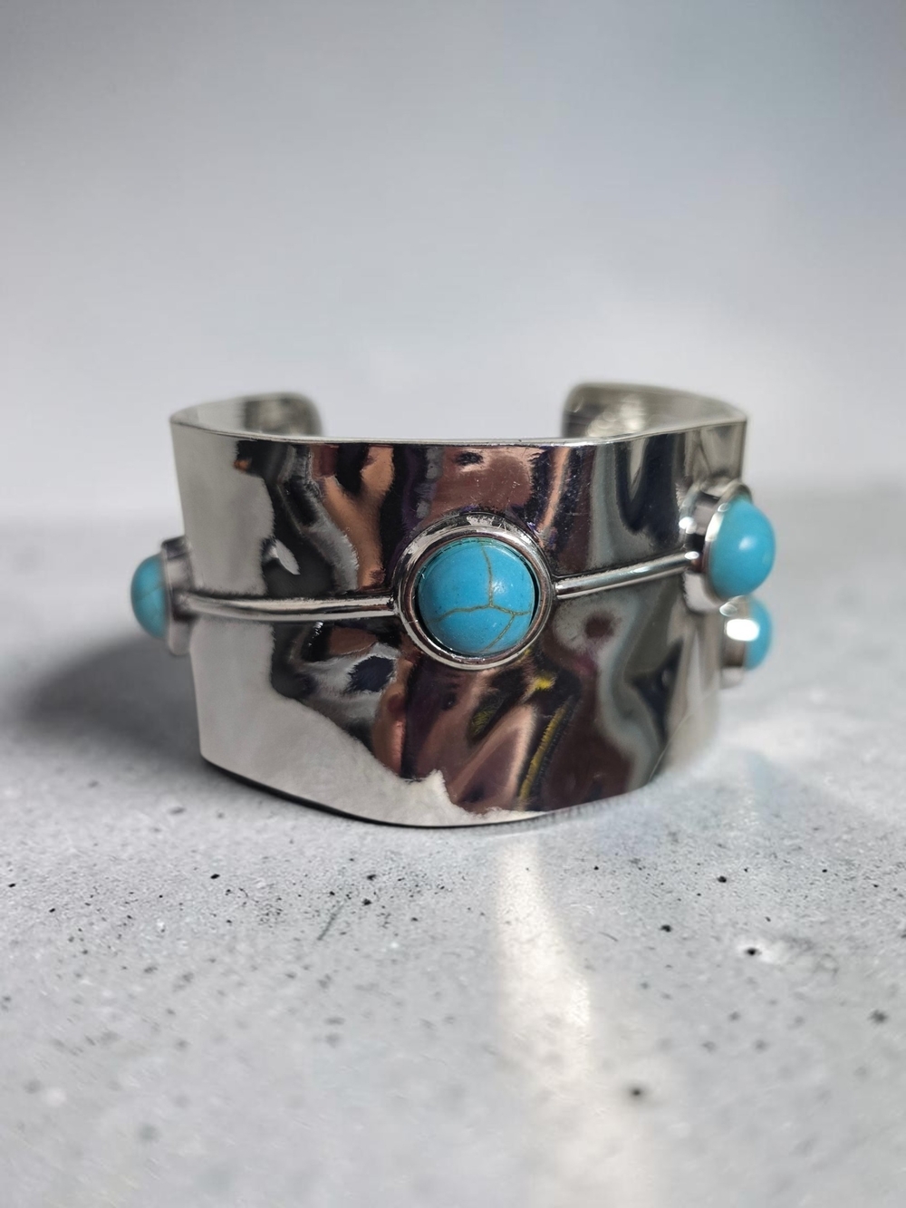 NEW Silver Tone Turquoise Statement Cuff Bracelet Boho Southwestern